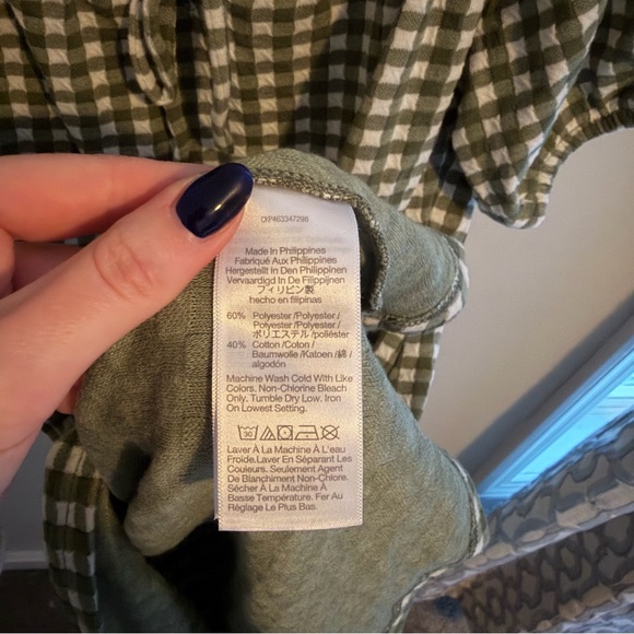 Madewell | Jacquard Puff-Sleeve Mini Sun Dress in Gingham Check Print Green NEW - Picture 9 of 9